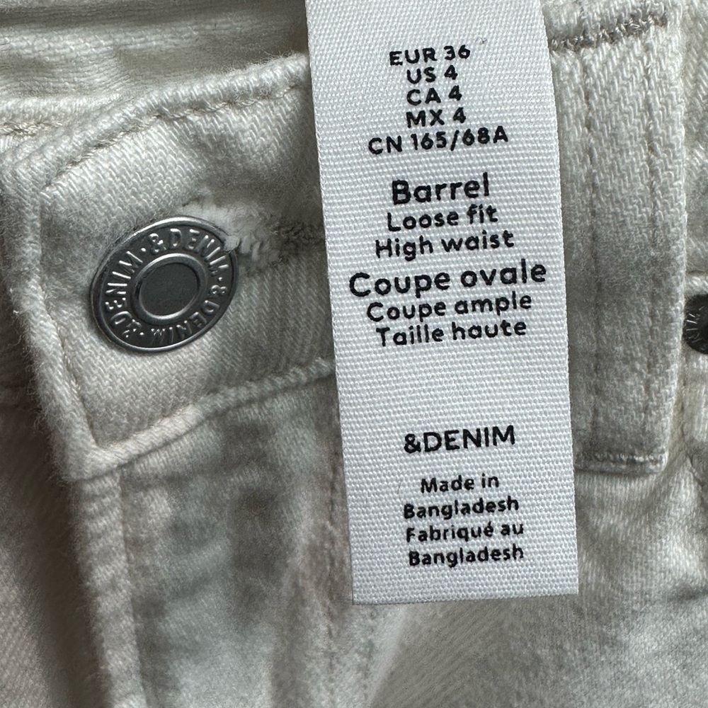 H&M High Rise Barrel Leg Jeans – Cream, Size 4 - Picture 7 of 7